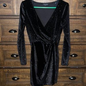 sparkly long sleeve mini dress